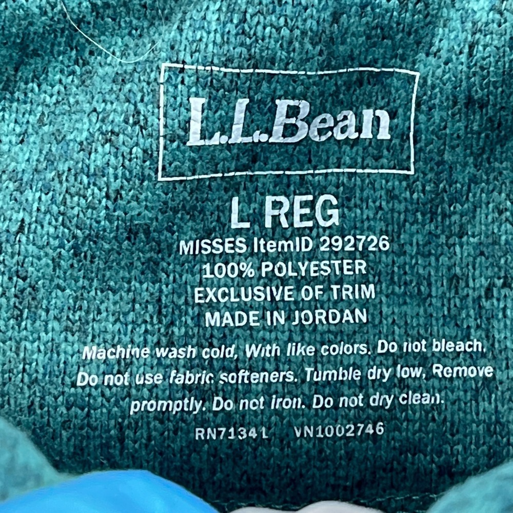 L.L.Bean Sweater Fleece Pullover Women's Large Teal 1/4 Snap Knit Logo Pullover‎ - Picture 3 of 9